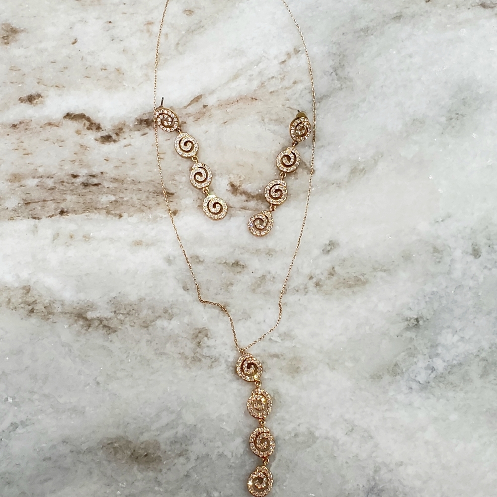 Swarovski crystal gold swirl set